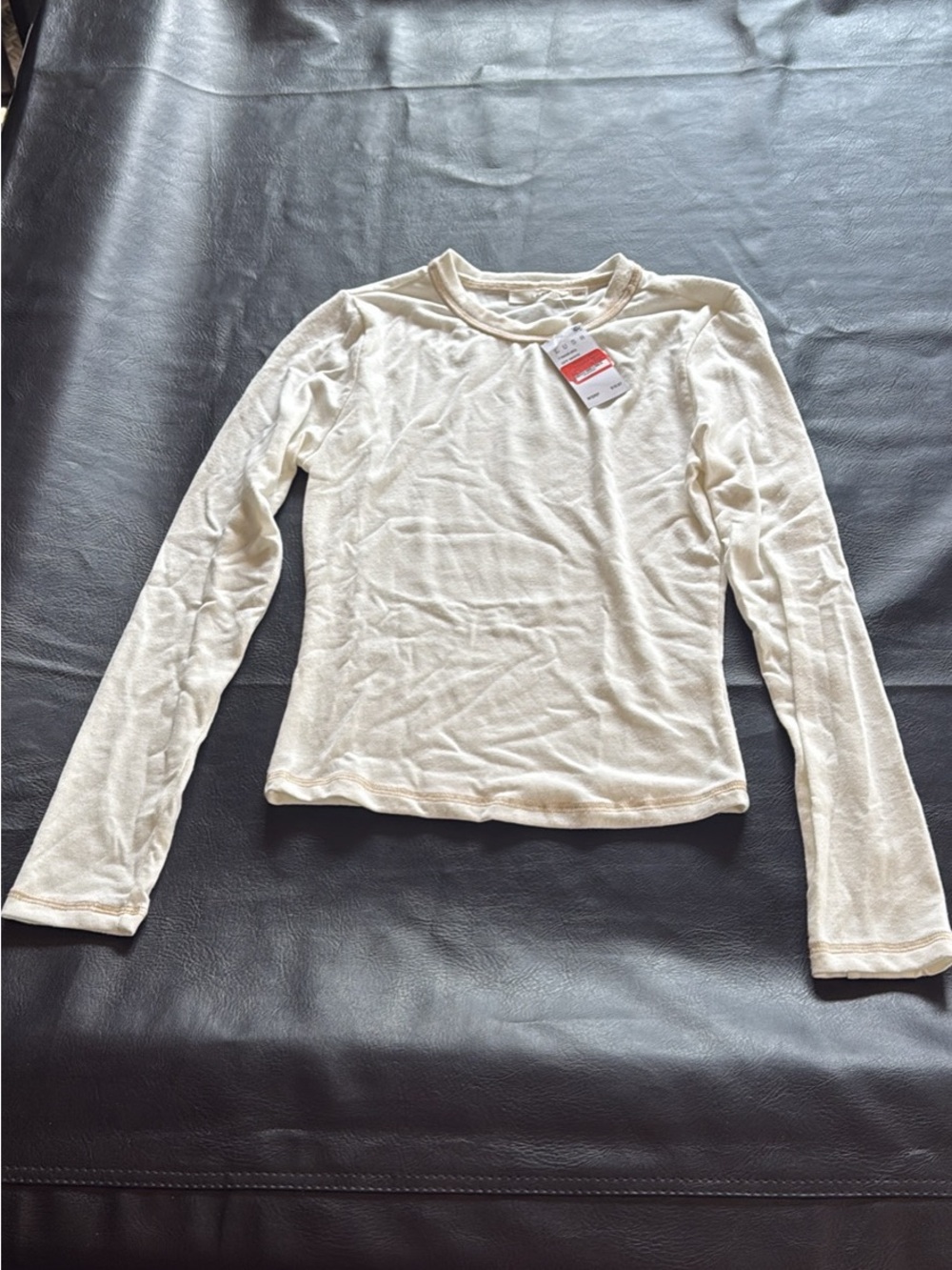 Lush Cream Long-Sleeve Crewneck Top